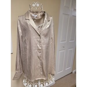 edit by nine Women's XL Metallic Gold GLAM Blouse Feminine Evening Wear